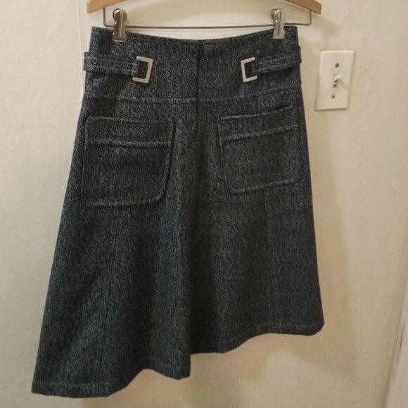 Flavia Martini Argentina Sz 2 black white patterned Midi Skirt - Woolblend - Picture 3 of 4